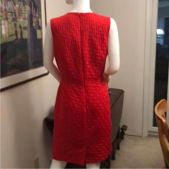 Banana Republic Textured Candy Apple Red Sleeveless Midi Dress Sz 0 - Picture 4 of 7